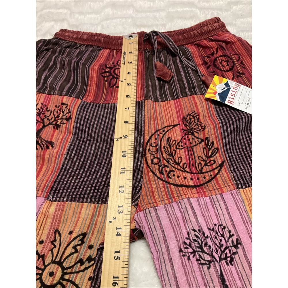 Rising Women's Medium Multicolored Boho Hippie Festival Joggers Patchwork NWT - Picture 10 of 11